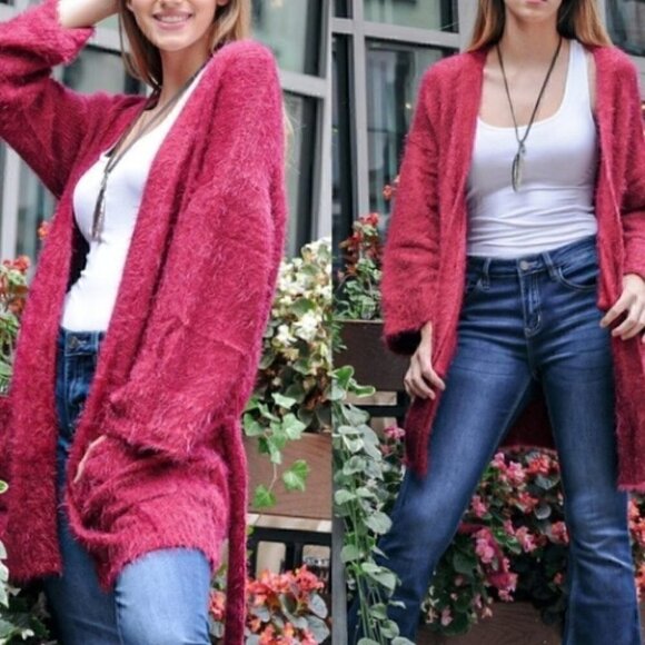 Fuzzy Belted Cardigan - Picture 2 of 3